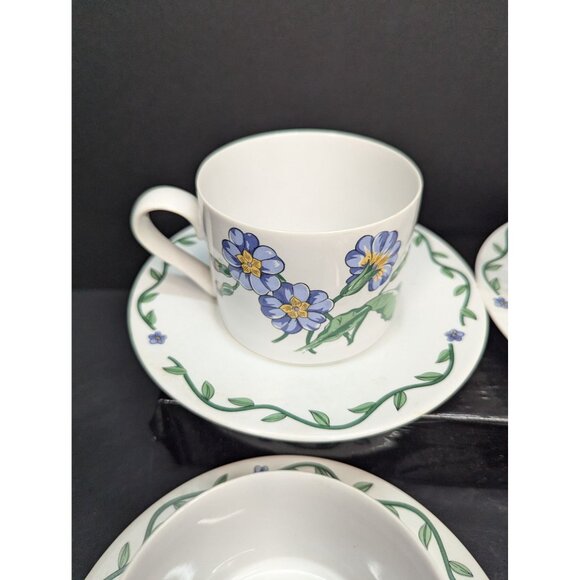 International Tableworks Terrace Blossoms Flat Coffee Cup w/Saucer Set of 4 - Picture 6 of 12